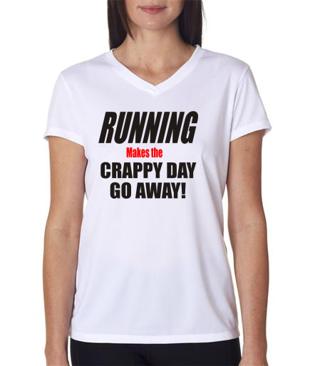 Running - Crappy Day Go Away - NB Ladies White Short Sleeve Shirt